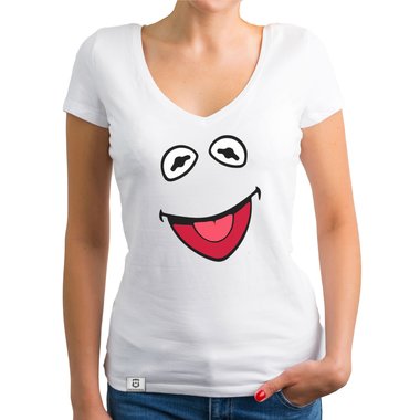Damen T-Shirt V-Ausschnitt - Frosch Kostüm