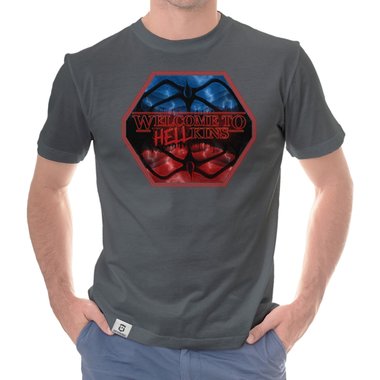 Herren T-Shirt - Hellkins Wappen dunkelblau-rot S
