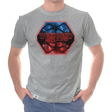 Herren T-Shirt - Hellkins Wappen dunkelblau-rot S