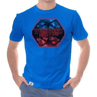 Herren T-Shirt - Hellkins Wappen dunkelblau-rot S