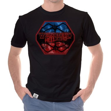Herren T-Shirt - Hellkins Wappen dunkelblau-rot S