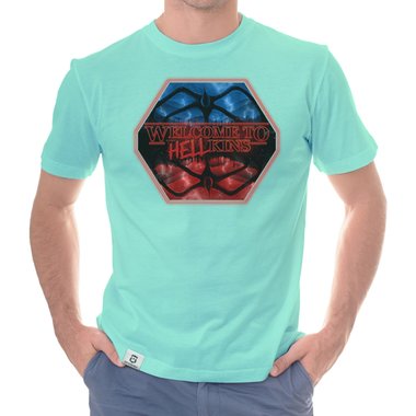 Herren T-Shirt - Hellkins Wappen dunkelblau-rot S