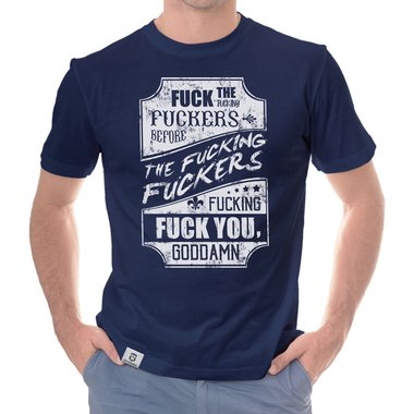 Herren T-Shirt - Fuck dunkelblau-weiss S