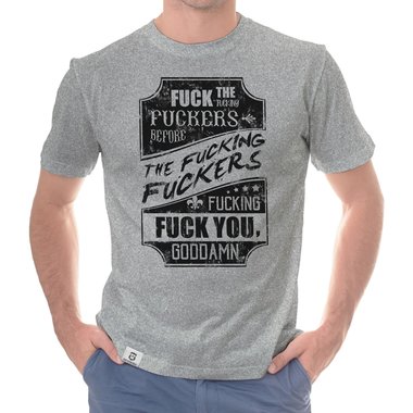 Herren T-Shirt - Fuck dunkelblau-weiss S