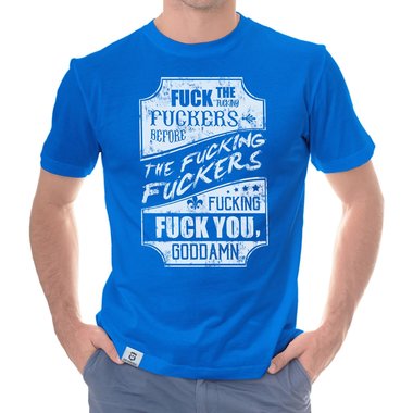 Herren T-Shirt - Fuck dunkelblau-weiss S