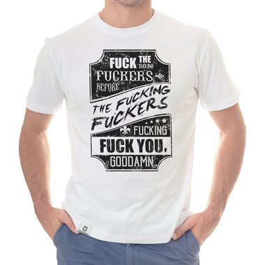 Herren T-Shirt - Fuck weiss-schwarz 5XL