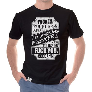 Herren T-Shirt - Fuck weiss-schwarz 5XL