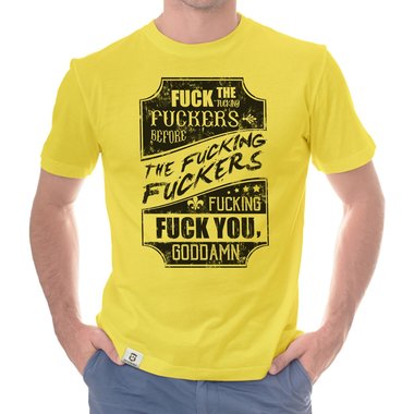 Herren T-Shirt - Fuck weiss-schwarz 5XL