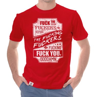 Herren T-Shirt - Fuck weiss-schwarz 5XL