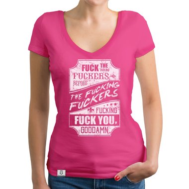 Damen T-Shirt V-Ausschnitt - Fuck