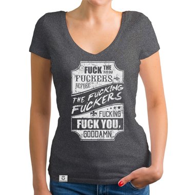 Damen T-Shirt V-Ausschnitt - Fuck