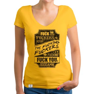 Damen T-Shirt V-Ausschnitt - Fuck