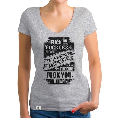 Damen T-Shirt V-Ausschnitt - Fuck