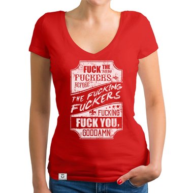Damen T-Shirt V-Ausschnitt - Fuck