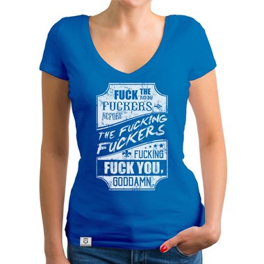 Damen T-Shirt V-Ausschnitt - Fuck