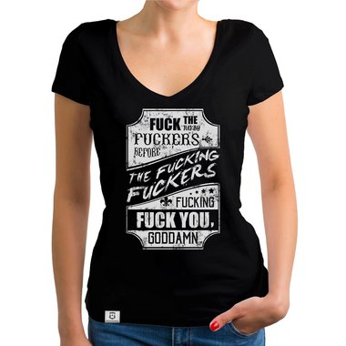 Damen T-Shirt V-Ausschnitt - Fuck