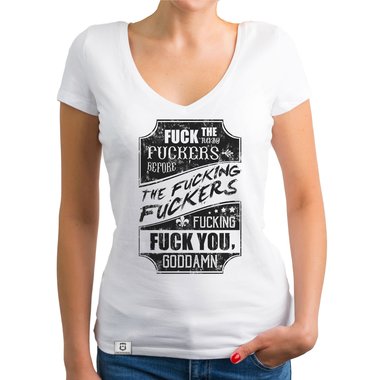 Damen T-Shirt V-Ausschnitt - Fuck