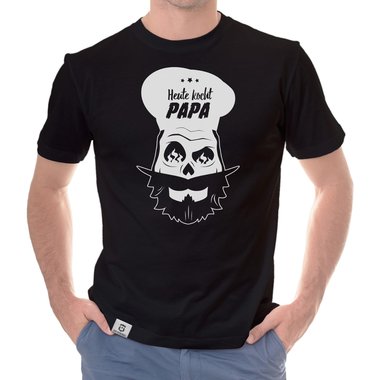Herren T-Shirt - Heute kocht Papa dunkelblau-weiss S