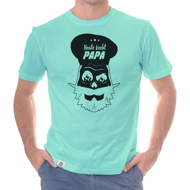 Herren T-Shirt - Heute kocht Papa dunkelblau-weiss S