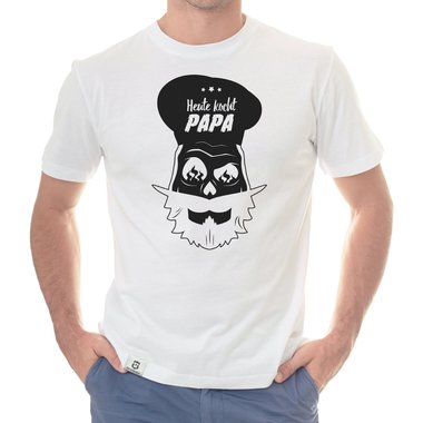 Herren T-Shirt - Heute kocht Papa dunkelblau-weiss S