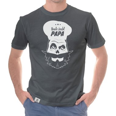 Herren T-Shirt - Heute kocht Papa dunkelblau-weiss S