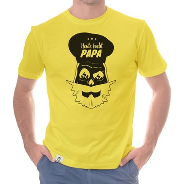 Herren T-Shirt - Heute kocht Papa dunkelblau-weiss S