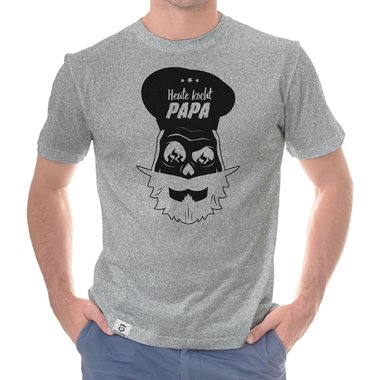 Herren T-Shirt - Heute kocht Papa dunkelblau-weiss S