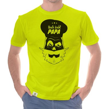 Herren T-Shirt - Heute kocht Papa dunkelblau-weiss S
