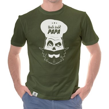 Herren T-Shirt - Heute kocht Papa dunkelblau-weiss S