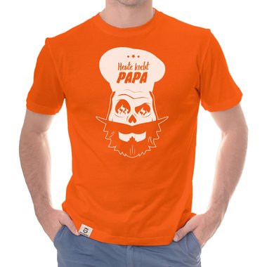 Herren T-Shirt - Heute kocht Papa dunkelblau-weiss S