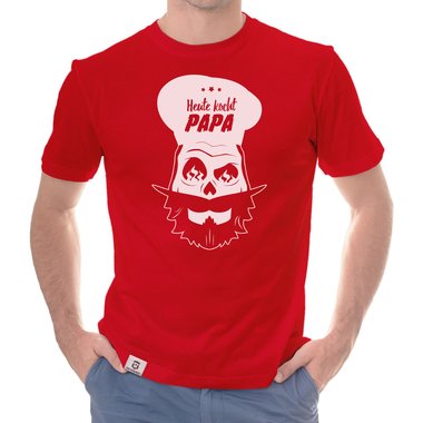Herren T-Shirt - Heute kocht Papa dunkelblau-weiss S