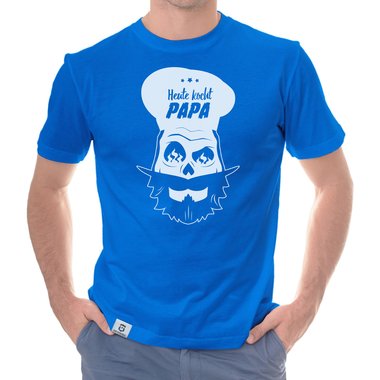 Herren T-Shirt - Heute kocht Papa dunkelblau-weiss S