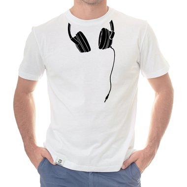 Herren T-Shirt - Headphone weiss-schwarz 5XL