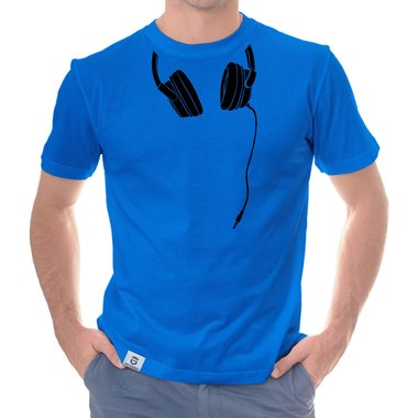 Herren T-Shirt - Headphone weiss-schwarz 5XL