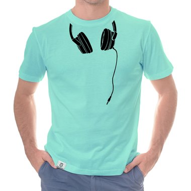 Herren T-Shirt - Headphone weiss-schwarz 5XL