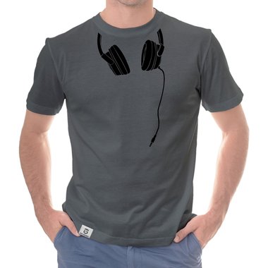 Herren T-Shirt - Headphone weiss-schwarz 5XL