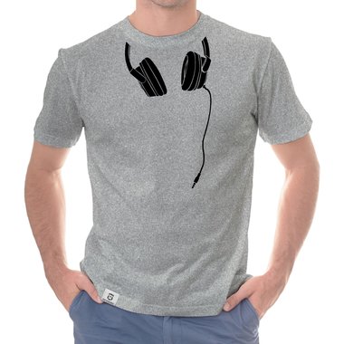 Herren T-Shirt - Headphone weiss-schwarz 5XL