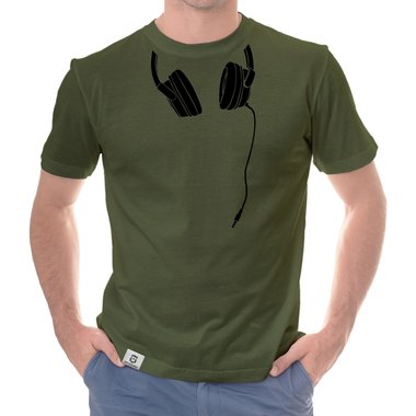 Herren T-Shirt - Headphone weiss-schwarz 5XL