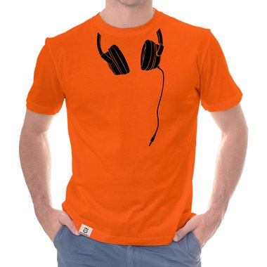 Herren T-Shirt - Headphone weiss-schwarz 5XL