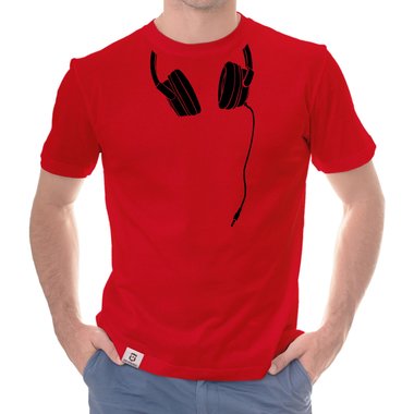 Herren T-Shirt - Headphone weiss-schwarz 5XL