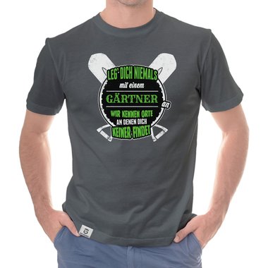 Herren T-Shirt - Leg dich niemals mit Grtnern an! dunkelblau-weiss S