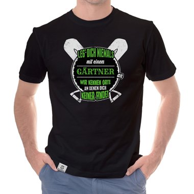 Herren T-Shirt - Leg dich niemals mit Grtnern an! weiss-schwarz 5XL