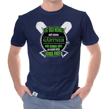 Herren T-Shirt - Leg dich niemals mit Grtnern an! weiss-schwarz 5XL