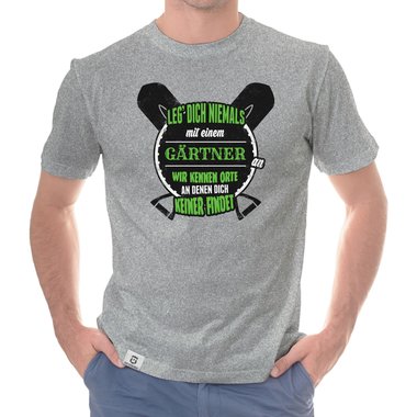 Herren T-Shirt - Leg dich niemals mit Grtnern an! weiss-schwarz 5XL