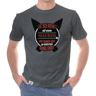 Herren T-Shirt - Leg dich niemals mit Maurern an! weiss-schwarz 5XL