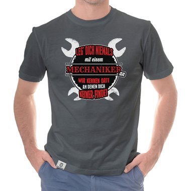 Herren T-Shirt - Leg dich niemals mit Mechanikern an! weiss-schwarz 5XL