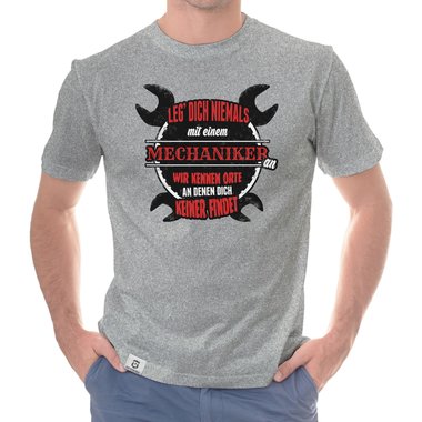 Herren T-Shirt - Leg dich niemals mit Mechanikern an! weiss-schwarz 5XL
