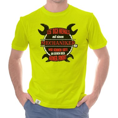 Herren T-Shirt - Leg dich niemals mit Mechanikern an! weiss-schwarz 5XL