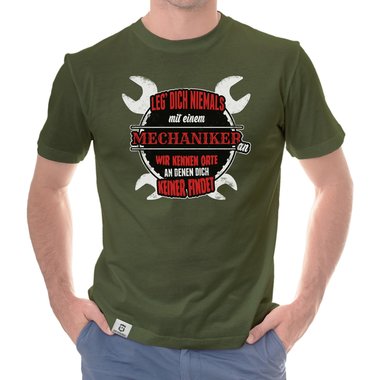 Herren T-Shirt - Leg dich niemals mit Mechanikern an! weiss-schwarz 5XL