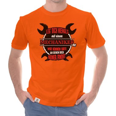 Herren T-Shirt - Leg dich niemals mit Mechanikern an! weiss-schwarz 5XL